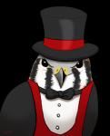 bow_(feature) bow_tie clothing confident glaring grey_eyes hat headgear headwear male solo suit top_hat villainous well_dressed shaza_(artist) tarnfalk_(character) avian bird falcon falconid kestrel alpha_channel