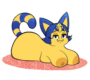 4_missing_limbs amputee areola big_breasts bread_loaf breasts busty_feral disability eyelashes fangs female feral feralized looking_at_viewer nipples nude quadruple_amputee solo teeth kaboozey animal_crossing nintendo ankha_(animal_crossing) domestic_cat felid feline felis mammal