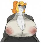 anthro big_breasts bodily_fluids breasts clothed clothing female huge_breasts hyper hyper_breasts lactating milk nipple_outline nipples non-mammal_breasts non-mammal_nipples obese obese_anthro obese_female overweight overweight_anthro overweight_female solo sweat translucent translucent_clothing laurel_dog yulara fish marine shark