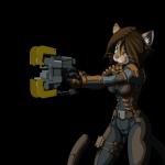 anthro breasts brown_hair camel_toe female green_eyes hair holding_object holding_weapon plasma_cutter solo weapon whiskers limebreaker dead_space electronic_arts visceral_games helia_peppercats domestic_cat felid feline felis mammal 1:1 3d_(artwork) cel_shading digital_media_(artwork) hi_res shaded