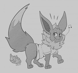 all_fours bottomless bottomless_male clothed clothing ears_up fangs feral fur happy male musical_note musical_symbol open_mouth partially_clothed paws raised_tail shirt shirt_only smile solo symbol tail teeth topwear topwear_only wide_eyed awoogasm nintendo pokemon eevee generation_1_pokemon pokemon_(species) 2021 hi_res signature