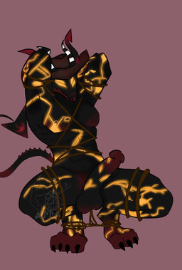4_eyes 4_horns anthro balls bdsm big_penis black_body bondage bound claws clothing empty_eyes erection fangs genitals glowing glowing_eyes hat headgear headwear horn humanoid_genitalia humanoid_penis male multi_eye multi_horn muscular muscular_anthro muscular_male nipples non-mammal_balls non-mammal_nipples nude penis solo tail teeth wings yellow_eyes uppy_manguito hellaverse helluva_boss mythology satan_(helluva_boss) demon demon_dragon dragon mythological_creature mythological_scalie scalie hi_res
