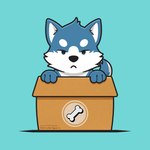 anthro black_outline blue_background blue_body blue_fur bone bone_print box cardboard cardboard_box container cyan_background front_view fur in_box in_container inside_box looking_at_viewer male outline simple_background solo teal_eyes white_body white_fur littlehyper canid canine canis mammal wolf 1:1 hi_res