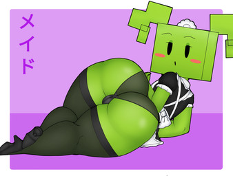 :o apron big_butt black_clothing black_eyes black_footwear black_high_heels black_legwear black_panties black_thigh_highs black_underwear blush blush_stickers border butt camel_toe clothing eyeshadow female female_humanoid footwear green_body green_butt green_eyeshadow green_hair green_skin hair half-closed_eyes high_heels legwear looking_at_viewer looking_back looking_back_at_viewer lying maid_apron maid_headdress maid_uniform makeup narrowed_eyes not_furry on_side open_mouth panties pigtails pink_blush purple_text shoes solo square_(anatomy) text thick_thighs thigh_highs underwear uniform white_apron white_border white_clothing white_headdress wide_hipped_female wide_hipped_humanoid wide_hips golden_is_bunny mario_bros nintendo paper_mario mimi_(paper_mario) humanoid 2023 digital_media_(artwork) hi_res japanese_text shaded