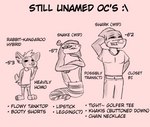 ambiguous_gender anthro clothing golf_tee group kabbit khakis leggings legwear male text lupus_braveheart fish marine reptile scalie shark snake english_text hi_res model_sheet