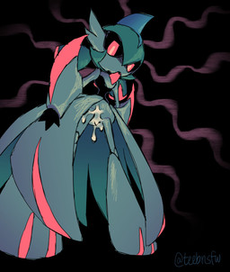 ambiguous_gender bodily_fluids creepy_face cum_on_crotch digital_eyes machine null scary solo toony teebsly nintendo pokemon future_pokemon generation_9_pokemon humanoid iron_valiant paradox_pokemon pokemon_(species) robot