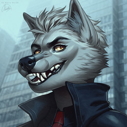 anthro black_nose cheek_tuft clothed clothing detailed_background facial_tuft fur hair inner_ear_fluff looking_at_viewer male male_anthro open_mouth outside red_tongue short_hair solo text tongue tuft white_body white_fur white_hair white_inner_ear_fluff yellow_eyes marie_merkh canid canine mammal 1:1 artist_name bust_portrait hi_res portrait signature