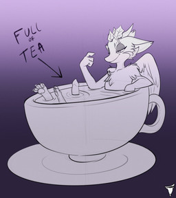 3_toes bathing beckoning claws container cup erection feathered_wings feathers feet fur genitals gesture hand_gesture horn hot_tub leaf male penis pointing pointing_at_self purple_background simple_background smug tea_cup text toes wings bmbrigand mythology tea_(neonwabbit) dragon feathered_dragon feathered_scalie furred_dragon furred_scalie mythological_creature mythological_scalie scalie winged_dragon 2026 digital_drawing_(artwork) digital_media_(artwork) english_text hi_res monochrome sketch watermark