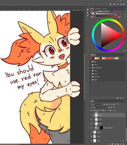 ambiguous_gender anthro blush blush_lines blush_stickers breaking_the_fourth_wall claws collar dipstick_tail eyelashes facial_tuft fur grey_body grey_fur inner_ear_fluff markings multicolored_body open_mouth orange_body orange_fur red_eyes simple_background solo tail tail_markings tan_body tan_fur text tongue tuft user_interface yellow_body yellow_fur se1t nintendo pokemon braixen canid canine generation_6_pokemon mammal pokemon_(species) 2026 english_text hi_res