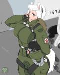 aircraft airplane armor bag big_breasts breasts bulge clothed clothing fingers food g_suit green_eyes gynomorph hair headgear helmet holding_object intersex jet looking_at_viewer machine outside pilot_suit solo standing thick_thighs vehicle white_hair cev pocky cev_rosa animal_humanoid canid canid_humanoid canine canine_humanoid humanoid mammal mammal_humanoid 2019 4:5 digital_media_(artwork) hi_res