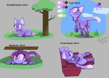bench color_swatch composition dipstick_limbs dipstick_tail female feral flower furniture goo_body grass happy hiding looking_at_viewer lying markings multiple_poses nature on_back on_front on_ground paws plant pose raised_paw rear_view reclining_on_sofa sky sofa solo tail tail_markings text tree shatterstone jelly_cat_(turbineclaw) felid feline goo_creature mammal english_text hi_res