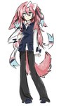 alcohol ambiguous_gender anthro bartender beverage biped black_clothing blue_eyes bow_ribbon brown_hair clothed clothed_anthro clothing front_view hair long_hair looking_at_viewer pink_hair simple_background solo standing tail 137rt nintendo pokemon eeveelution generation_6_pokemon humanoid pokemon_(species) sylveon 9:16 full-length_portrait hi_res portrait