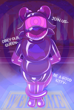 anthro branded clothing coiled_tail drone drones front_view grin grinning_at_viewer hands_behind_back hypnosis hypnotic_visor hypnotized_hypnotist hypnotizing_viewer latex latex_clothing latex_skinsuit looking_at_viewer male mind_control null null_bulge permanent_smile presenting skinsuit smile smiling_at_viewer solo standing street subliminal suggestive tail text tight_clothing visor queenrupti felid mammal pantherine tiger absurd_res hi_res
