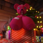1:1 3d_(artwork) animate_inanimate anthro areola bear big_areola big_breasts big_nipples bigdogenzo blender_(software) blender_eevee breast_tag breasts button_eyes christmas christmas_tree cottage digital_media_(artwork) female furniture gift gift_box gift_tag hi_res holidays inside lights living_plushie looking_at_viewer mammal nipples nude person_as_gift person_present pink_body pink_skin plant plushie present_box solo stiches stuffed_bear tag_(disambiguation) teddy_bear tiddy_bear_(bigdogenzo) tree wood