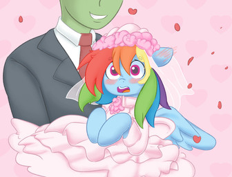 bestiality bestiality_marriage blue_body blue_fur blush bride clothing dress duo female feral flower fur hair human_on_feral interspecies male male/female multicolored_hair petals plant wedding_dress wings adequality ende friendship_is_magic hasbro my_little_pony mythology anon rainbow_dash_(mlp) equid equine human mammal mythological_creature mythological_equine pegasus 2018 colored hi_res