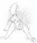 after_transformation canid canine canis feral full-length_portrait fur graphite_(artwork) male mammal monochrome mythological_canine mythological_creature mythology pencil_(artwork) portrait sabretoothed_ermine shower shower_time solo traditional_media_(artwork) transformation were werecanid werecanine werewolf wet wolf