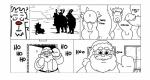 2018 absurd_res anothermeekone anthro antlers balls beard belt border building christmas christmas_clothing christmas_headwear clothing comic deer dialogue door english_text erection facial_hair foreskin genitals group hat headgear headwear hi_res holidays horn house humanoid_genitalia humanoid_penis humor larger_male male mammal mustache new_world_deer penis pubes question_mark reindeer rudolph_the_red-nosed_reindeer santa_claus santa_hat size_difference smaller_male standing text toony white_border window