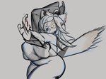 anthro bottomless bottomless_female clothed clothing fangs female motion_lines overweight scared solo speed_lines teeth ink-dood felicia_(jwinkz) domestic_cat felid feline felis mammal hi_res