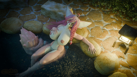 anthro big_breasts big_ears bodily_fluids braided_hair breasts female genital_fluids hair inverted_nipples mature_female nipples nude nude_anthro nude_female pose solo thick_thighs vaginal_fluids wet wet_body blacklya blacklya_(modeler) tori_(nastycalamari) canid canine fennec_fox fox mammal true_fox 3d_(artwork) absurd_res digital_media_(artwork) hi_res pinup