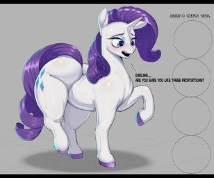 big_butt black_bars blue_eyes blush bodily_fluids butt cutie_mark dialogue eyelashes eyeshadow female feral fur hair hooves horn long_hair looking_down makeup open_mouth purple_hair purple_tail solo sweat sweatdrop tail talking_feral teeth text thick_thighs unicorn_horn white_body white_fur dominismortis friendship_is_magic hasbro my_little_pony mythology rarity_(mlp) equid equine mammal mythological_creature mythological_equine unicorn english_text hi_res letterbox