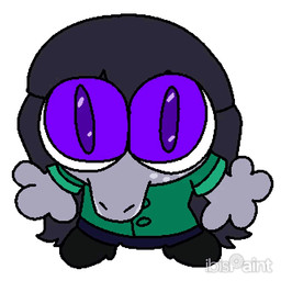 anthro big_eyes black_hair chibi clothing female green_clothing grey_body hair purple_eyes solo foxered15 daniela_sanchez fan_character aquatic fish shark 1:1 animated trans_(lore) trans_woman_(lore)