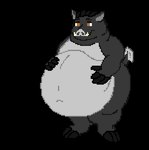 3_fingers ambiguous_gender ambiguous_prey anthro belly big_belly burping fingers grey_body hair male male_pred navel overweight overweight_male rumbling_stomach squirming thick_thighs vore wide_hips hausedge domestic_pig mammal suid suine sus_(pig) 2017 animated digital_media_(artwork) low_res pixel_(artwork) pixel_animation short_playtime