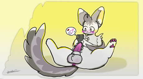 anus balls blush bodily_fluids cum electronics genital_fluids genitals male paws penis phone solo speech_bubble spread_legs spreading tapering_penis throbbing bernabus nintendo pokemon emolga generation_5_pokemon pokemon_(species) absurd_res hi_res