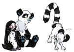 beak feathers female feral group heterochromia insane leucistic tail tail_feathers zeriara zeriara_(character) avian bear bird giant_panda hybrid lemur mammal penguin primate ring-tailed_lemur strepsirrhine traditional_media_(artwork)