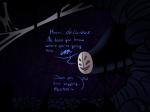 ambiguous_gender burping cave dialogue mask solo text vore toot hollow_knight team_cherry midwife_(hollow_knight) monster 4:3 english_text