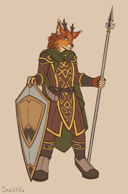 anthro armor cheek_tuft clothing costume facial_tuft fantasy fluffy fluffy_ears fur horn inner_ear_fluff male medieval medieval_armor melee_weapon multicolored_body multicolored_fur neck_tuft orange_body orange_fur polearm shield simple_background solo spear tuft weapon ocelotka mythology zee_(-zallo-) dragon furred_dragon furred_scalie hybrid mythological_creature mythological_scalie scalie 2025 digital_media_(artwork) full-length_portrait portrait