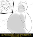 anthro black_and_white breasts clothed clothing comic duo female fidchellvore generation_1_pokemon generation_4_pokemon hildegard_(fidchellvore) lucario male monochrome nintendo partially_clothed pokemon pokemon_(species) snorlax