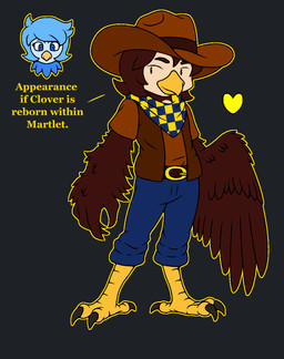 5_fingers adoption after_transformation ambiguous_gender anthro avian_arms avian_feet beak belt belt_buckle biped black_eyes blue_body blue_eyebrows blue_eyes blue_feathers blue_fur blue_hair bottomwear brown_body brown_hair buckle claw_fingers claws clothed clothing cowboy_hat duo eyebrows eyelashes feather_hair feather_hands feathered_wings feathers feet female female/ambiguous finger_claws fingers fur glowing group hair hat headgear headwear heart_symbol long_eyelashes looking_at_viewer male male/female pants pseudo_hair pupils scarf scuted_feet scuted_legs scutes shirt simple_background smile soul talons text toes topwear transformation tuft wings yellow_beak 4chan_anon anonymous_artist unknown_artist undertale undertale_(series) undertale_yellow clover_(undertale_yellow) martlet_(undertale_yellow) avian bird human mammal monster soul_(undertale) digital_media_(artwork) english_text hi_res mother_(lore) mother_and_child_(lore) parent_(lore) parent_and_child_(lore)