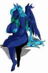 anthro areola big_breasts blue_eyes breasts feathers female hair long_hair navel neck_bow nipples pose solo wings galaxyboy friendship_is_magic hasbro my_little_pony mythology midnight_mist equid equine mammal mythological_creature mythological_equine pegasus absurd_res hi_res