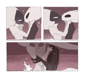 anthro biped black_body black_eyes blush blush_lines border detailed_background duo empty_eyes eye_contact female female/female female_anthro female_humanoid holding_partner humanoid_on_anthro inside kissing looking_at_another mouthless nude spa white_body white_border white_eyes justdog hollow_knight:_silksong hollow_knight_(franchise) team_cherry hornet_(hollow_knight) lace_(hollow_knight:_silksong) arthropod humanoid 2025 comic digital_drawing_(artwork) digital_media_(artwork) hi_res