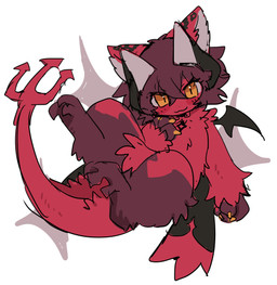 3_toes 4_ears :3 ambiguous_anthro ambiguous_gender anthro big_tail biped black_horn blush blush_stickers claws crotch_tuft feet finger_claws fingers forked_tail fur gloves_(marking) grey_inner_ear hair horn kemono looking_at_viewer markings membrane_(anatomy) membranous_wings monotone_hair monotone_tail multi_ear multicolored_body multicolored_fur orange_claws orange_eyes pupils red_body red_fur red_hair red_tail simple_background sitting small_wings solo tail toes tuft two_tone_body two_tone_fur unusual_anatomy unusual_tail white_background wings spommmm demon mammal 2025 colored digital_media_(artwork) full-length_portrait hi_res portrait sketch