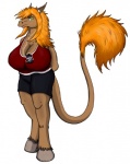 anthro big_breasts blonde_hair breasts cleaves female green_eyes hair hooves huge_breasts overweight overweight_anthro overweight_female simple_background solo tail tail_tuft tuft white_background mirroidal gingie equid equine horse mammal mirroid hi_res