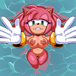 accessory anthro areola big_breasts black_nose bracelet breasts censor_bar censored_genitalia clothing eyelashes female front_view fur gloves gloves_only green_eyes hair hair_accessory hairband handwear handwear_only head_tuft jewelry looking_at_viewer mostly_nude navel nipples nude partially_submerged pink_areola pink_body pink_fur pink_hair pink_nipples reaching_towards_viewer smile solo tan_body tan_fur thick_thighs thigh_gap tuft white_clothing white_gloves white_handwear wide_hips null_abyss sega sonic_the_hedgehog_(series) amy_rose eulipotyphlan hedgehog mammal 1:1 absurd_res censored hi_res