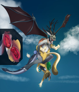 anal anal_knotting anal_penetration animal_genitalia animal_penis anthro anthro_on_anthro camera camping cloud duo erection flying flying_sex genitals knot knot_hanging knotting male male/male male_penetrated male_penetrating male_penetrating_male membrane_(anatomy) membranous_wings mutual_knotting mutual_penetration nude outside penetration penis sex simple_background sky tail wings ratcha mythology equinoxd jazzy_(ratcha) dragon felid feline mammal mythological_creature mythological_scalie scalie serval absurd_res digital_media_(artwork) hi_res