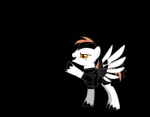 black_hair clothing disc_jockey feathered_wings feathers feral hair male quadruped solo tail white_body wings unknown_artist hasbro my_little_pony mythology edge equid equine mammal mythological_creature mythological_equine pegasus absurd_res alpha_channel hi_res