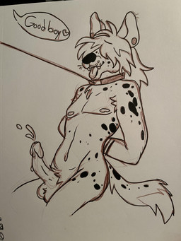 anthro leash leash_pull male solo sleepy_chimera hyena mammal 3:4 absurd_res hi_res