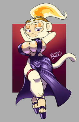 3_toes anthro areola big_breasts biped breasts circlet cleavage closed_frown clothed clothed_anthro clothed_female clothing dress eyebrows eyelashes feet female female_anthro footwear frown fur gold_(metal) gold_circlet half-closed_eyes hands_behind_head high_heeled_sandals high_heels legband looking_down mouth_closed multicolored_body narrowed_eyes nipple_dip noseless orange_areola platform_footwear platform_heels pupils purple_clothing purple_dress purple_eyes purple_footwear purple_shoes raised_eyebrow red_thighband sandals shoes side_boob skimpy solo tail tan_body tan_skin thick_eyelashes thighband toes two_tone_body white_body white_eyebrows white_eyelashes white_fur white_tail wayesh bloons_tower_defense ninja_kiwi adora_(bloons) haplorhine mammal monkey primate 2026 dated hi_res signature
