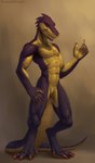 animal_genitalia anthro athletic bodily_fluids feet genital_fluids genital_slit genitals horizontal_anus male paws precum solo tail thejoyfuldragon spittor_(spittor) lizard reptile scalie hi_res