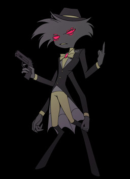 4_arms black_background clothed clothing gesture gun hand_gesture hat headgear headwear male middle_finger multi_arm multi_eye multi_limb ranged_weapon simple_background solo weapon enaic31 hazbin_hotel hellaverse arackniss_(hazbin_hotel) animal_humanoid arachnid arachnid_humanoid arthropod arthropod_humanoid demon humanoid spider spider_humanoid absurd_res hi_res