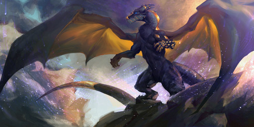 ambiguous_gender anthro blue_body cloud detailed_background evening gold_(metal) gold_jewelry jewelry mountain solo spread_wings tail wings myneonone mythology dragon mythological_creature mythological_scalie scalie 2025 hi_res painting_(artwork)