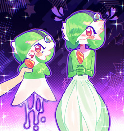 :3 accessory blush bodily_fluids chest_spike clothing cum cum_drip disembodied_hand dress dripping duo eyelashes female flat_chested gardevoirite genital_fluids green_body green_hair hair hair_accessory hairband hands_together happy heart_symbol leaking_cum mega_stone offscreen_character plushie plushie_of_self plushophilia pseudo_clothing red_eyes smile spikes spikes_(anatomy) white_body tuiffff nintendo pokemon poketoon sparkle_doll_onahole tomorrow_with_gardevoir yugo's_gardevoir gardevoir generation_3_pokemon humanoid pokemon_(species) 2025 digital_drawing_(artwork) digital_media_(artwork) hi_res meme