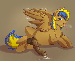 animal_genitalia animal_penis balls blonde_mane blue_mane blue_tail bodily_fluids breath brown_body brown_feathers brown_wings cum cum_on_ground equine_genitalia equine_penis feathered_wings feathers feral flared_penis fur genital_fluids genitals heart_symbol leaking_cum lying male mane medial_ring multicolored_mane multicolored_tail on_side penis simple_background solo tail tan_body tan_fur tongue tongue_out twitching wings yellow_tail ponsex hasbro my_little_pony mythology fan_character rack_redstar equid equine mammal mythological_creature mythological_equine pegasus 2015
