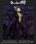 bed belt breasts brick clasps cleavage clothed clothing dominant dominant_female dominantrix dominatrix dungeon female furniture latex leather solo suit tail text whip scorchwind58 mythology dragon mythological_creature mythological_scalie scalie absurd_res english_text hi_res url