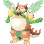 anthro belly bottomwear bulge claws clothing eyebrows feet fur loincloth male moobs nipples orange_body orange_fur overweight pawpads solo striped_body striped_fur stripes talons thick_eyebrows toes wings panthera7uncia crave_saga ortho_(crave_saga) chimera 1:1 hi_res