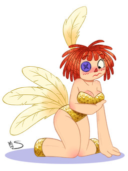 alternative_fashion blush breasts button_(fastener) button_eyes cleavage clothed clothing doll eyebrow_through_hair eyebrows feathers female flapper golden_clothing hair kneeling leotard mismatched_eyes not_furry rag_doll_(toy) red_hair showgirl solo translucent translucent_hair yellow_clothing yellow_leotard spiderweber glitch_productions the_amazing_digital_circus ragatha_(tadc) animate_inanimate humanoid living_doll living_toy 3:4 absurd_res hi_res