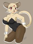 anthro big_breasts breasts clothed clothing cuffs_(clothing) female forehead_gem gem leotard open_mouth orange_eyes pupils slit_pupils solo theorangepumpkin nintendo pokemon generation_1_pokemon persian_(pokemon) pokemon_(species) 3:4 hi_res